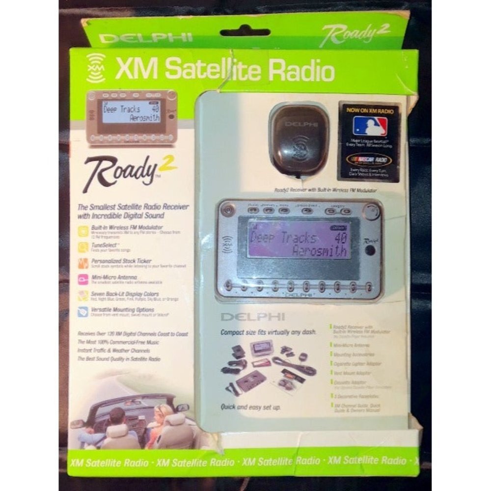 DELPHI Roady 2 XM Satellite Radio Receiver Compact Unit w Antennas